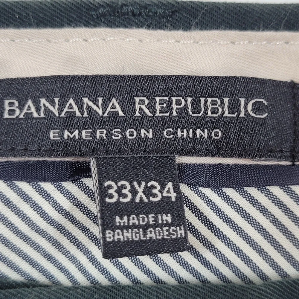 Banana Republic Emerson Chino Mens 33x34 Green Excellent Straight Leg Cotton